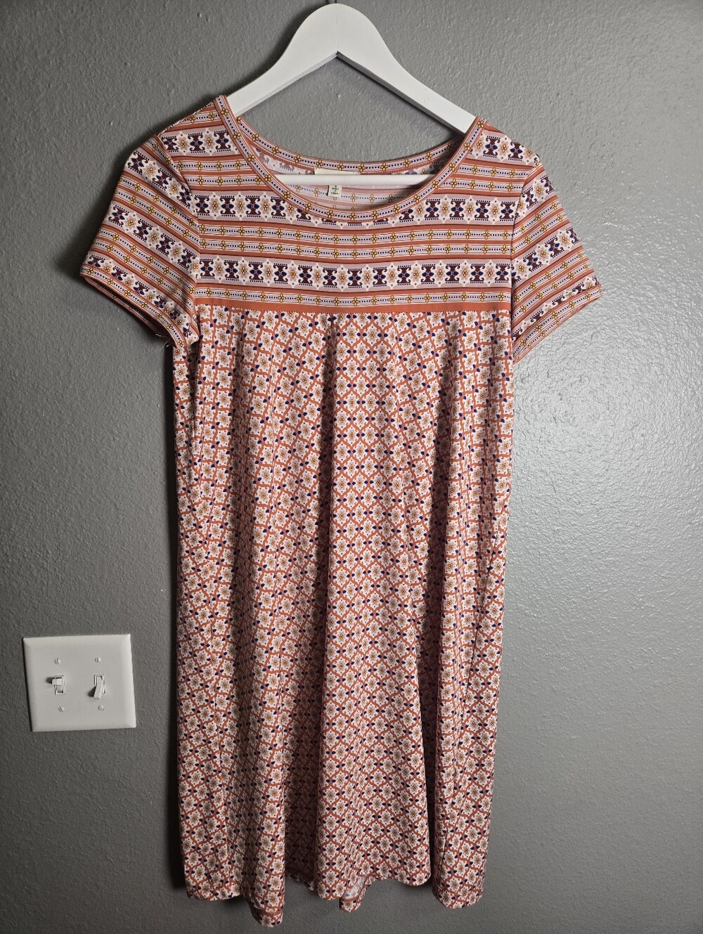Max Studio Mixed Print Boho Dress Size Small